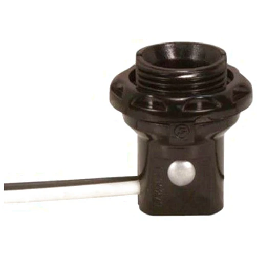 Satco 90-1556 - Phenolic Candelabra Socket with 1.25 in. Shoulder and Ring - 8 in. Wire Leads
