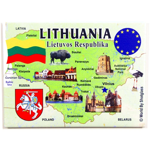 World By Shotglass Lithuania EU Series Souvenir Fridge Magnet 2.5
