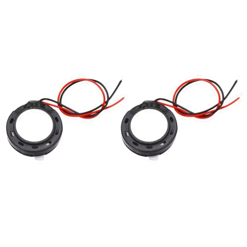 DMiotech 2 Pack 1W 8 Ohm 18mm Diameter Mini DIY Magnetic Speaker Internal Replacement Loudspeaker with Wire for Mobile Phone Black