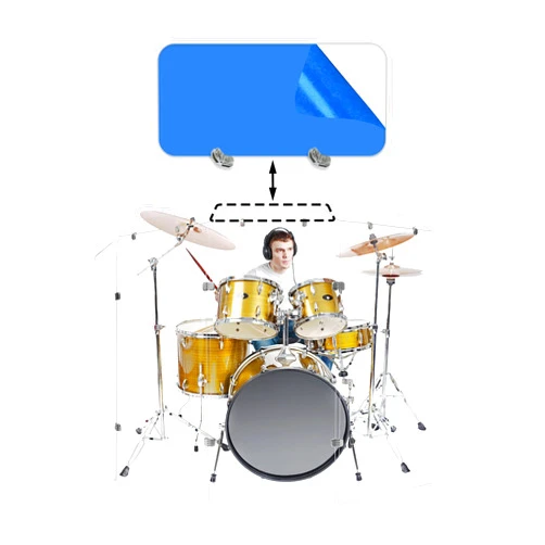 PENNZONI Drum Shield Deflector Panel w/Chrome Connectors, Top Deflector Panel w/ 2 Connectors, Clear Acrylic Deflector Panel, Single