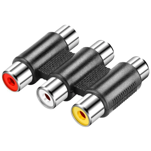 SAISN 3-RCA Female to Female Coupler Audio Video 3-RCA Jack to 3-RCA Jack Adapter Nickel Plated RCA Connector Converter RCA Cable Extender Jointer Red White Yellow