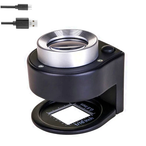 Bysameyee 30X Handheld Rechargeable Magnifying Glass Jewelers Loupe with Light, 6 LED Desktop Metal Magnifier Portable Eye Loop for Textile Optical Jewelry Coins Currency Stamps