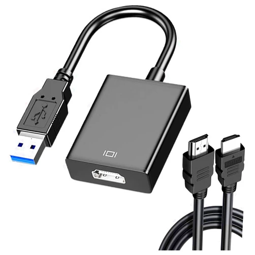 Jofnaylr USB to HDMI Adapter with 6FT HDMI to HDMI Cable, USB 3.0 to HDMI Full 1080P Video Audio Converter for PC, Laptop to Monitor, Support Windows XP 7/8/8.1/10/11