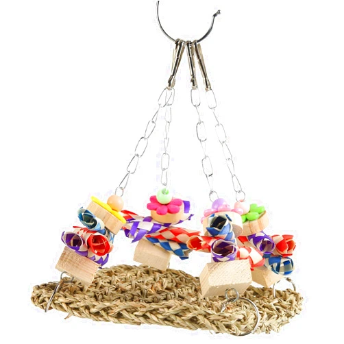Hosi Seagrass Bird Mat, Seagrass Bird Swing Bright Colors Keep Birds Bored