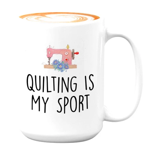 Bubble Hugs Knitter Coffee Mug 15oz White - Quilting Is My - Speciality Interest Crocheting Darning Embroidery Knitting Lace Sewing Stitchery Stitching