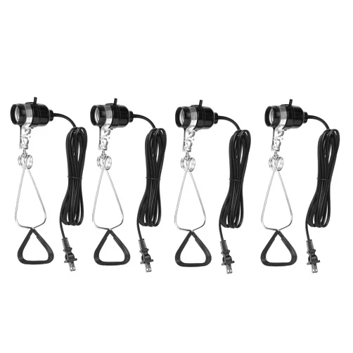 Simple Deluxe E26 Clamp Light Socket, Suit for Max 150 Watt Lamp with 18/2-Gauge 6 Feet Cord, 4 Pack,Black
