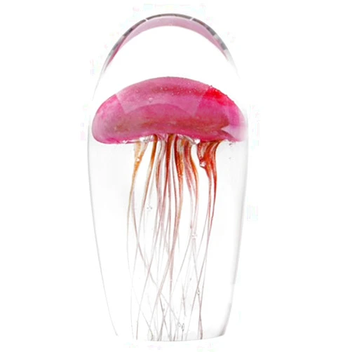Dynasty Gallery Large Rose Gold Jellyfish Glow in The Dark Glass Paperweight Figurine Jelly Fish
