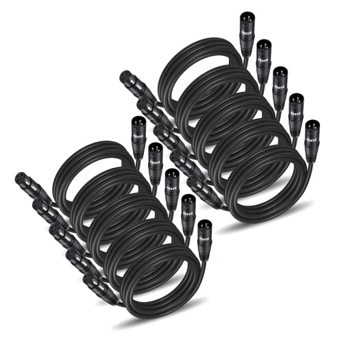 EBXYA XLR Patch Cable 6 Ft 10 Pack, 3 Pin Male to Female Short Microphone Mic Cable Premium DMX512 Lighting Cable Compatible with Speakers, Mixer, Stage Lighting