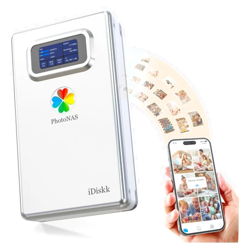 iDiskk 4TB Photo NAS Storage iPhone Wireless External Hard Drive to Back Up and Share Photos & Videos,Auto Backup & Remote Access,Real-time Sync Data for iPhone,iPad,PC,Mac,Android Phones