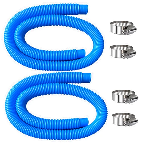 Hxxyilok Pool Hoses Pool Pump Replacement Hose, 1.25 x 59 inch Above Ground Pool Hoses Tubes Compatible with Intex Filter Pump 607, 603, 637, 2 Pack Hose 4 Clamps