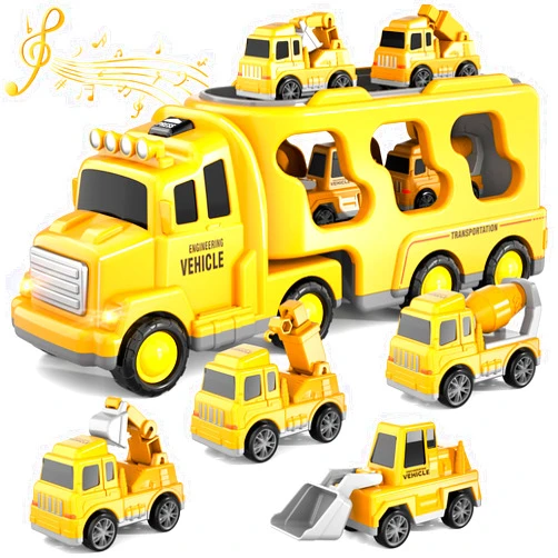 Bennol Toddler Boy Toys for 1 2 3 4 5 Year Old Boys, Toddler Car Trucks Toys for Toddler Boys Ages 1-3 3-5, 5 in 1 Construction Car Truck Boys Toddlers Birthday Gifts