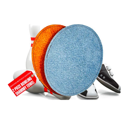 Strikeclub Bowling Ball Shammy Towel | OVAL Shape Dual Sides Leather Bowling Towel | Easy Wipe Off Dirt & Oil to Boost Precision | Bowling Accessories (2-Towels)