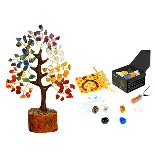 NARIBABU Seven Chakra Tree - Gemini Gifts for Women, Stone Tree of Life, Crystals and Healong Stones, Seven Chakra Bracelet