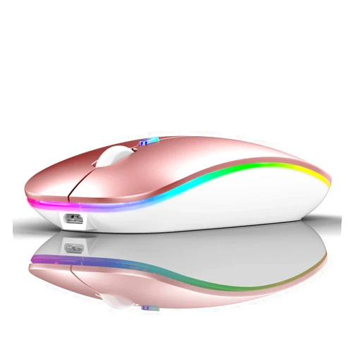 Neises Wireless Bluetooth Mouse, Rose Gold, 7-Color LED, Adjustable DPI, Built-in Battery, Compatible with MacBook Pro/Air/iMac/iOS Devices