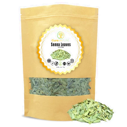 Cure Wid Pure Certified Organic Dried Senna Leaves 4oz Resealable Pack - Non-GMO Organic Senna Tea For Constipation Relief - Senna Leaf Tea To Support Digestion & Regulate Bowel Movements Hojas De Sen
