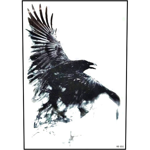 GS912 Temporary Tattoos GS912 Tattoo 8.2''X5.7'' Raven crow black bird Temporary Tattoo Large Body Art Waterproof beauty fashion men women child kid Cute stickers cartoon