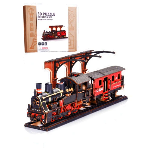 Wowood 3D Puzzles for Adults -Steam Train, Wooden Model Kits Building Set for Adults, DIY Crafts Kits Hobby Creative Gift Ideas for Girls Boys (Steam Journey-405PCS)