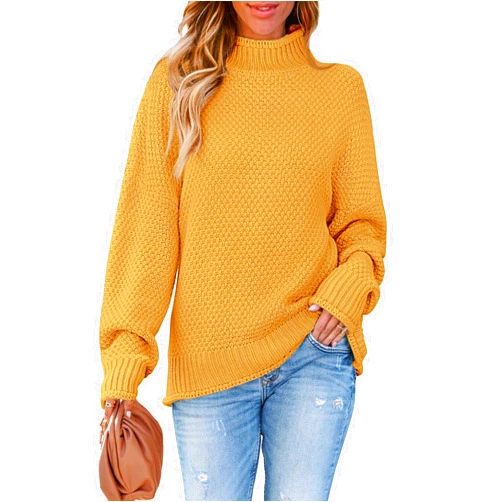 ZESICA Women's Turtleneck Batwing Sleeve Loose Oversized Chunky Knitted Pullover Sweater Jumper Tops