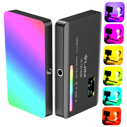 PICTRON VIJIM VL120 RGB Video Light, Portable LED Camera Light Panel 0-360 Full Color, CRI 95+ 2500-9000K LED 3100mAh Rechargeable DSLR Lighting for Vlogging, Photography, Video Conference
