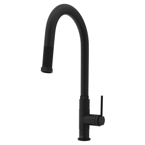 VIGO Hart Arched 18'' H Single Handle Pull-Down Spout Kitchen Faucet in Matte Black-VG02035MB