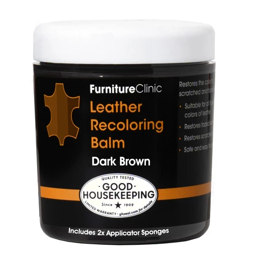 Furniture Clinic The Original Leather Recoloring Balm by Furniture Clinic - 16 Colors - Leather Repair Kit for Furniture - Restore Couches, Car Seats & More - Leather Dye for Scratched and Faded Leather (Dark Brown)
