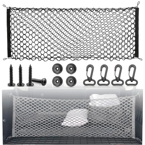 RED WOLF Envelope Style Cargo Net Fit for 2020-2025 Toyota Highlander Trunk Bed Grocery Net Elastic Mesh Organizer SUV Rear Tailgate Netting 43.3