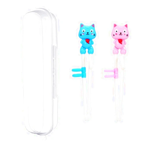 Bolonie 2 Pairs Kids Chopsticks - Cute Animal Cartoon Design, Plastic Training Chopsticks for Kids, Chopstick Helper/Trainer, by Bolonie