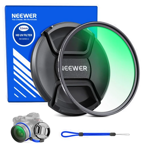NEEWER 52mm MC UV Protection Filter with Lens Cap, Multi Resistant Nano Coatings/HD Optical Glass/Water Repellent/Scratch Resistant/Aluminum Alloy Ultra Slim Frame/Ultraviolet Filter