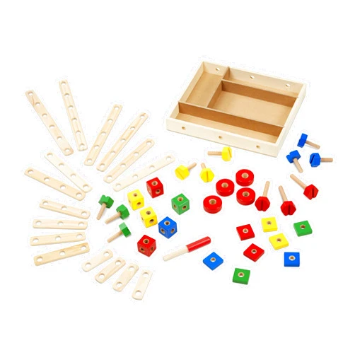 Melissa & Doug Wooden Construction Building Set in a Box (48 pcs)