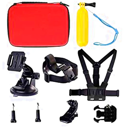 Navitech 9 in 1 Action Camera Accessory Combo Kit and Rugged Red Storage Case Compatible with PINGKO F71 Sports Action Camera
