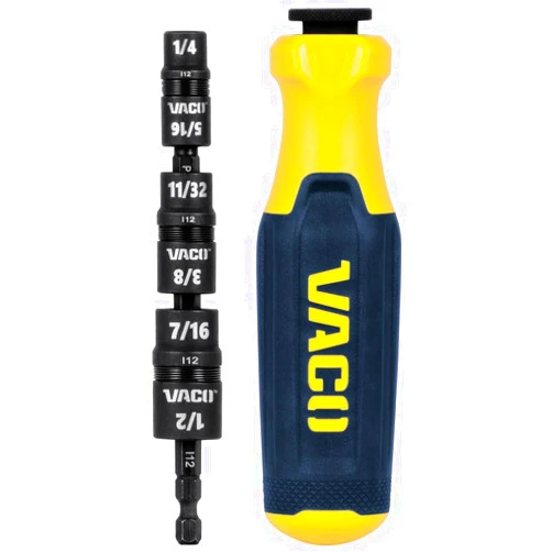 VACO VAC1070 Impact Driver, 7-in-1 SAE Multi-Bit Impact Flip Socket with Handle, 6 Easy-to-Identify Hex Driver Sizes and 1/4-Inch Bit Holder