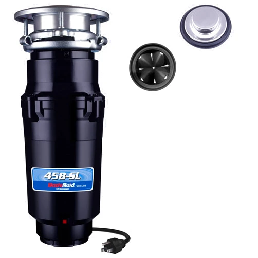 WASTEMAID Waste Maid 10-US-WM-458-SL-3B Garbage Disposal Anti-Jam Stainless Steel Food Waste Grinding System, 3/4 HP Slim Line, Black