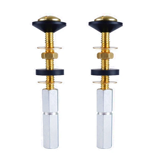 Hibbent 2 Pack Toilet Tank to Bowl Bolt Kits, Heavy Duty Bolts Toilet Bolts for Tank Solid Brass with Extra Long Nuts Easy to Install and Double Gaskets for Fastening