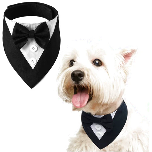 FUAMEY Dog Tuxedo, Adjustable Black Polycotton, X-Small, Formal Attire for Small Breeds, Wedding, Birthday, Valentine's Day, Cosplay