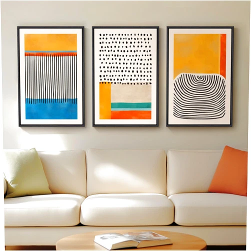 Cuspin Framed Colorful Abstract Wall Art for Living Room, 3 Piece Mid Century Modern Canvas Paintings Prints Artwork for Walls, Large Modern Triptych Pictures Wall Decor for Bedroom Home Office, 16x24 Inch