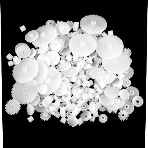 Psiriol 200 Pcs Plastic Gear Set, Single-Gear, Spindle Gears, Small Motor Gears, Model Toy Gear Kit, DIY Gear-Assortment Accessories Set for Model (6 Styles)
