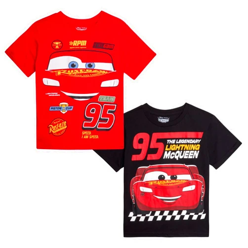 Disney Toddler Boys' Shirt - 2 Piece Short Sleeve Lightning McQueen Shirt - Graphic T-Shirt for Kids Boys (Sizes: 2T-7)