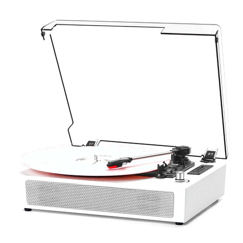 DANFI AUDIO DF Vinyl Records Player Bluetooth with Bulit-in Speaker Vintage Record Player with USB Recording EQ Mode Support Belt-Driven 3-Speed Turntable AUX-in RCA Out, White