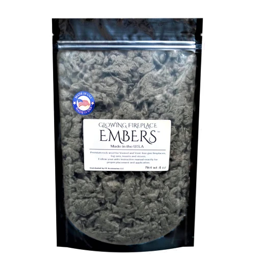 Glowing Fireplace Embers Gas Fireplace Glowing Embers, Rock Wool for Vent Free or Vented Gas Log Sets, Inserts and Fireplaces. Large Bag 4 oz