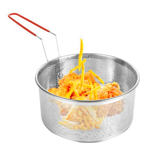 LDHHYH 8 x 4 Inch Deep Fryer Basket, Round Stainless Steel Fry Basket with Handle, Pasta Basket for French Chips, Onion Rings, Chicken Wings and Pasta