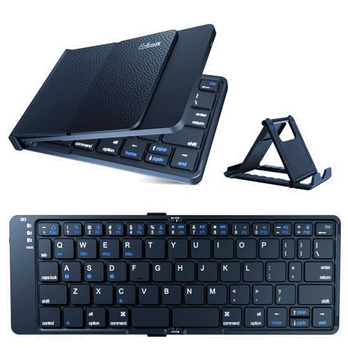 Echaar Protable Folding Wireless Keyboard,Foldable Bluetooth Keyboard for Business and Travel,USB-C Rechargeable,Multi-Device for iOS Android Windows Mac,Smartphone Tablet and Laptop,Pocket size,BLACK