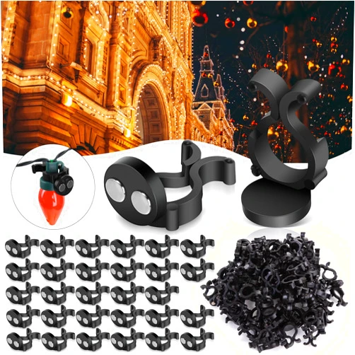 Blulu 100 pcs Black Christmas Magnetic Light Clips Bulk, Holiday Magnet Hooks, C9 Light Clips Holiday Lighting Sockets for Outdoor Christmas String Patio Lighting, Globe String Lights