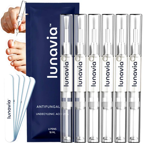 Lunavia Antifungal Pen – Cures Most Athlete’s Foot, Jock Itch, and Ringworm - 25% Undecylenic Acid with added Tea Tree, Jojoba, Clove Bud Oils & Aloe - 6-Pack Twist Pen (18ML Volume)