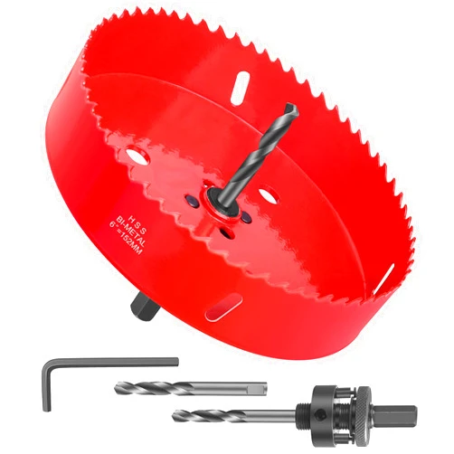 NISUSK 6 Inch Hole Saw - 152mm HSS Bi-Metal Hole Cutter for Different Project with Smooth and Flat Drilling Edge, Fast Chip Removal, Handy Hole Saw Kit Set for Cornhole Boards,Bean Bags Games,Recessed Lights
