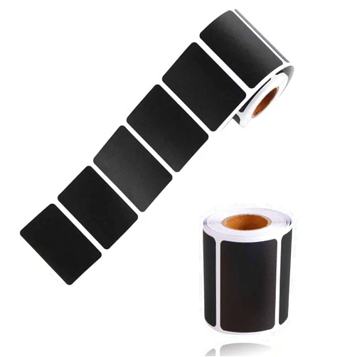Mimeile Chalkboard Sticker Label Black Rectangle Coding Roll Labels 300 Pcs Removable Write-On Reusable Waterproof for Kitchen Containers Jar Storage Bins Office Craft