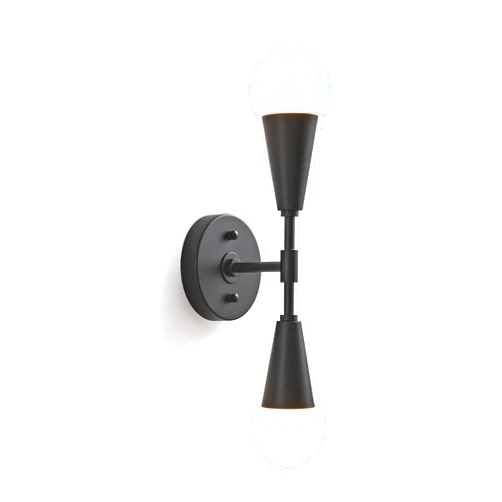 BRIGHTTIA Vicky 2 Light Cone Socket Wall Sconce - Mid Century Modern Fixture for Wall & Ceiling - Minimalist Edison Lamp for Hallway and Bathroom Vanity - Matte Black (BW0027-2B)