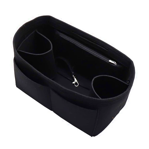 LEXSION Felt Purse Organizer Insert Zipper Pocket with Two Removeable Bottle Holder