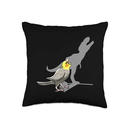 BoredKoalas Bird Cockatiel Throw Pillow Gifts T-Rex Cockatiel Shadow Cockatoos Parrot Pet Bird Lover Gift Throw Pillow