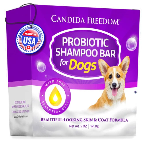 Candida Freedom Masseys Natural Dog Soap Bar with Probiotics and Essential Oils, Ease Itchiness – Cedar Forest and Patchouli Fragrance – Full 5 oz Bar – Convenient and Gentle to Skin