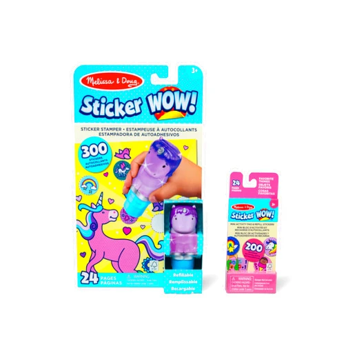 Melissa & Doug Sticker Wow!™ Purple Unicorn Bundle: 24-Page Activity Pad, Stamper, 500 Stickers, Arts and Crafts Fidget Toy Collectible Character